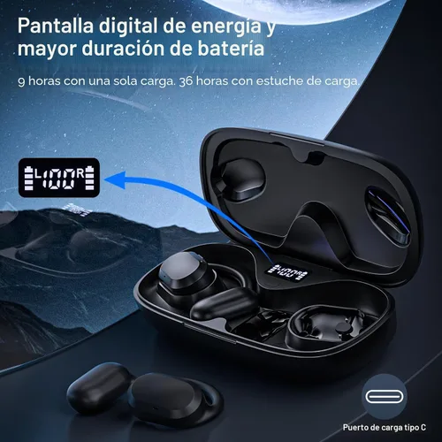 Vista 5 de Auriculares de oreja abierta, IPX7 impermeables, Bluetooth 5.3 True Wireless Sports Over Ear Auriculares con ganchos para los oídos, micrófono