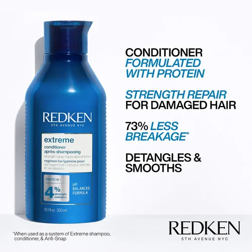 Vista 6 de Redken Extreme Shampoo & Conditioner Set For Damaged Hair - Strengthens Hair and Repairs Breakage, Infused With Proteins, 10.1 Fl Oz (Pack of 2)