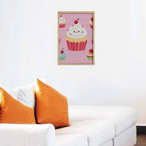 Vista 7 de Kits de pintura de diamantes para adultos, lindos cupcakes de taladro completo, pinturas de puntos de diamante, kits de arte de diamantes 5D