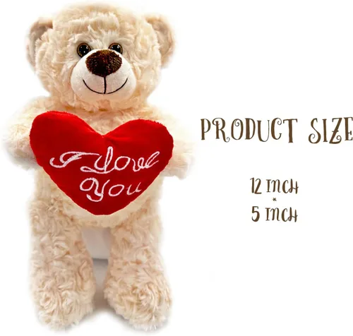 Vista 2 de I Love You'' - Oso de peluche blanco con corazón, recuerdo, animales de peluche suaves, lindo oso con corazón para mamá, papá, aniversario, San