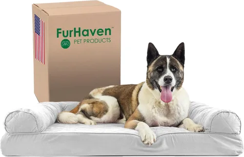 Vista 30 de Furhaven Cama para perro de espuma viscoelástica para perros medianos y pequeños con cojines extraíbles y funda lavable, para perros de hasta 35