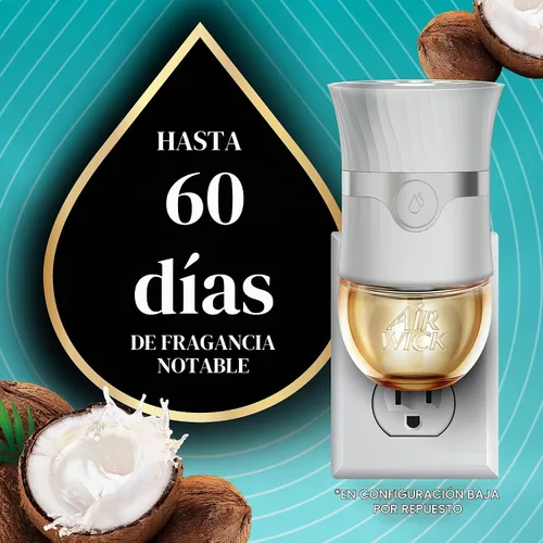 Vista 2 de Air Wick Aceite Perfumado - Recarga Vibrante Isla Coco y Arenas Cálidas 5 unidades.
