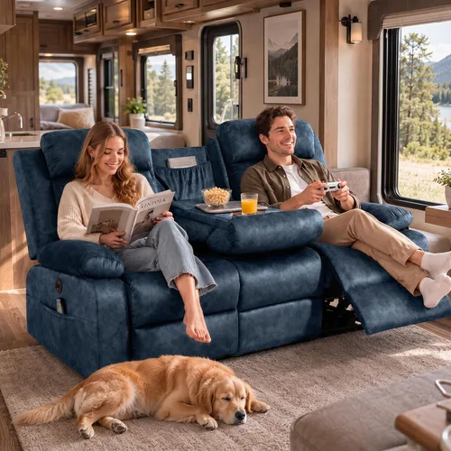 Vista 4 de GUEAPY Sofá reclinable eléctrico, sofá de calor y masaje, terciopelo holandés