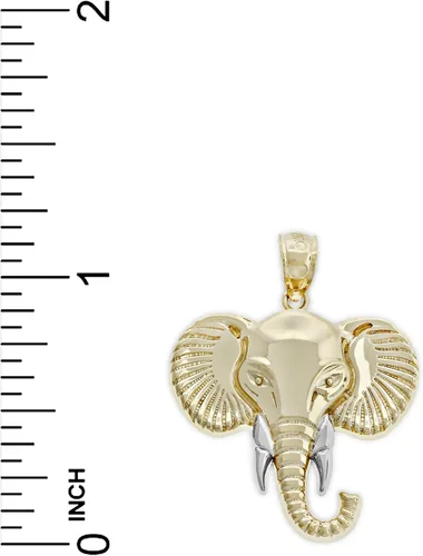 Vista 3 de Charm America - Dije de cabeza de elefante dorado - Oro macizo de 10 quilates, Oro