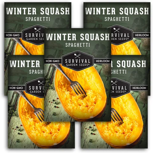Vista 12 de Survival Garden Seeds - Semillas de calabaza espagueti para plantar - Paquete con instrucciones para plantar y cultivar calabazas de invierno