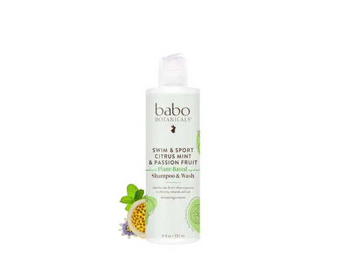 Vista 6 de Babo Botanicals Swim & Sport - Champú y lavado de menta cítrica y maracuyá - Limpiador purificador para cabello y cuerpo, elimina el cloro