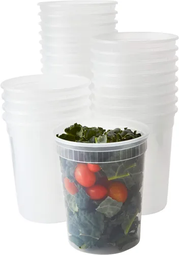 Vista 15 de Recipientes de plástico de 8 onzas sin BPA de grado deli-Grade con tapas, 48 unidades a prueba de fugas, para microondas, para pedidos para llevar