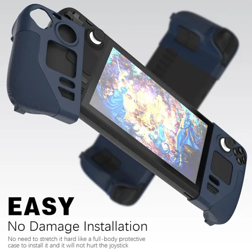 Vista 2 de Funda protectora de silicona compatible con Steam Deck, funda con mango de textura antideslizante para cubierta de vapor, cubierta anticolisión