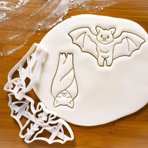 Vista 2 de Juego de 2 cortadores de galletas de murciélago (diseños: dormir y volar), 2 piezas - Bakerlogy
