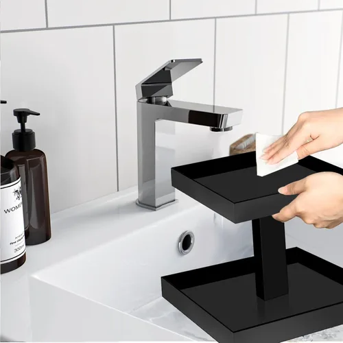 Vista 5 de YAGELI Organizador de Perfumes Negro para Hombres - Estante Organizador de Colonias Acrílico de 2 Niveles para Hombres, Almacenamiento de Tocador