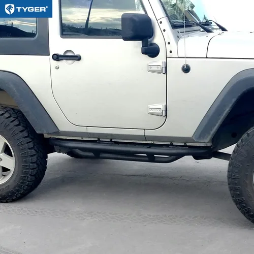 Vista 4 de TYGER kit de blindaje con estrellas para Jeep Wrangler JK 2 puertas 2007-2017 Negro texturado Estribo lateral Barras para laterales