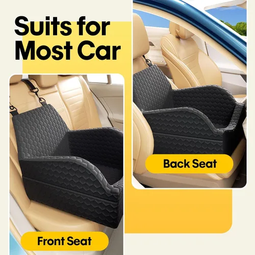 Vista 6 de Asiento de coche para perros pequeños y medianos, asiento elevado de espuma viscoelástica para perros de hasta 30 libras, asiento de coche