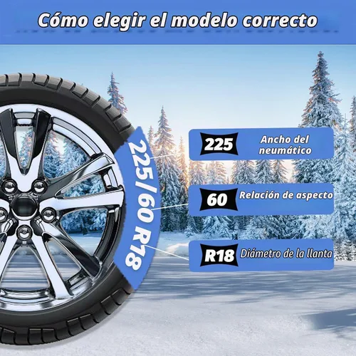 Vista 5 de Cadenas de nieve para automóviles, 2 x 12 mm, instalación rápida de 30 segundos de cadenas de neumáticos con tensor automático, cadena de tracción