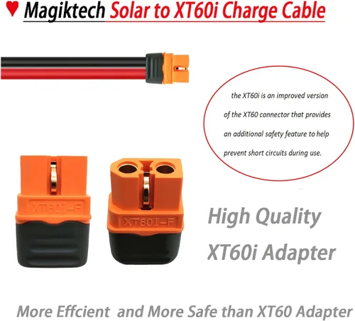 Vista 4 de Kit de panel solar resistente de 10 AWG de 12 pies, cable de carga a conectores XT60i, adaptador para estaciones de energía portátiles, generadores