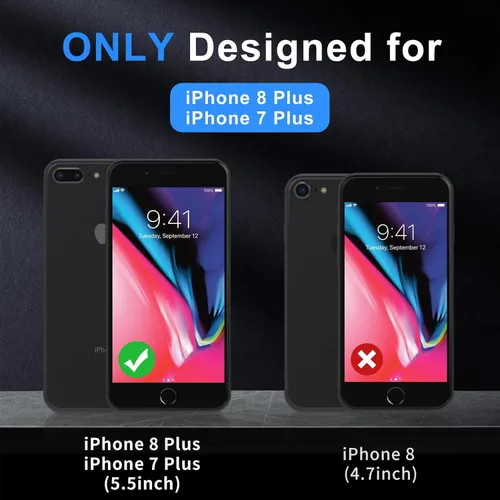 Vista 2 de Funda para iPhone 8 Plus, diseñada para iPhone 7 Plus, [compatible con Magsafe] [probada contra caídas de grado militar] a prueba de golpes, Negro