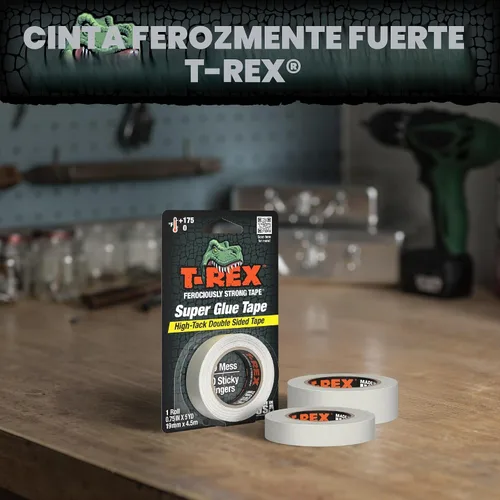 Vista 7 de T-REX Cinta adhesiva de doble cara, 0.75 pulgadas x 15 yardas, transparente