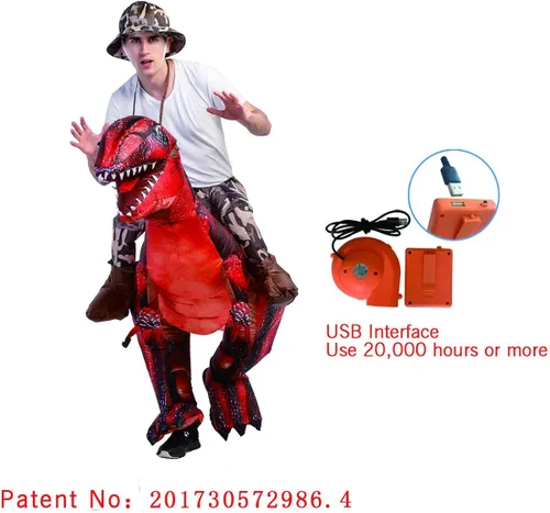 Vista 3 de GOOSH Inflatable Costume for Adults Halloween Costumes Men Women Dinosaur Rider Blow Up Costume for Unisex Godzilla Toy