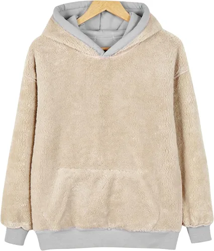 Vista 3 de Yeokou Sudaderas con capucha de invierno para mujer, sudadera de forro polar sherpa cálida y pesada