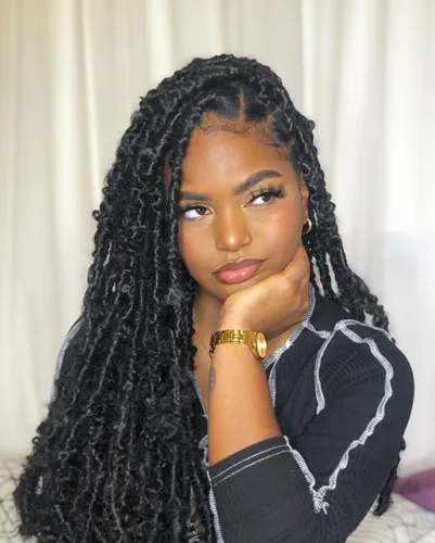 Vista 19 de ZRQ Butterfly Locs Cabello de Ganchillo Corto 6 Paquetes Negro Cabello Bob de Ganchillo 8 Pulgadas Locs Sintéticos Desordenados Desgastados Trenzas
