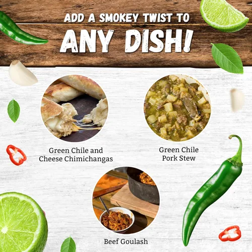 Vista 6 de Kent Rollins Hatch Green Chile - Chiles verdes picados asados al fuego de Nuevo México - Listo para usar para enchiladas, huevos, hamburguesas y más