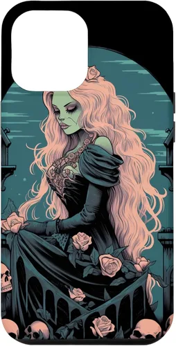 Vista 25 de Funda para iPhone 16 Gothic Girl Pastel Goth Wiccan Pagan Anime Nu Goth Grunge