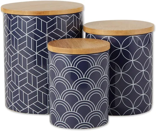 Vista 10 de DII - Juego de recipientes de cerámica para cocina, colección de azulejos florales, 3 piezas