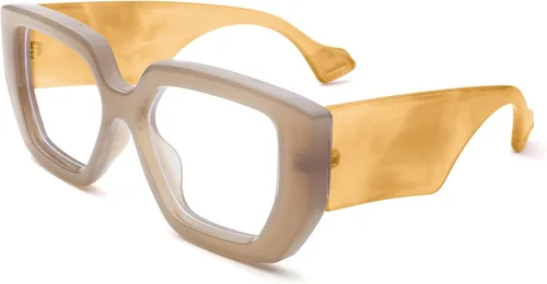 Vista 8 de Hycredi Gafas de luz azul de marco grueso para mujeres y hombres, anteojos cuadrados de gran tamaño para juegos de computadora con lente transparente
