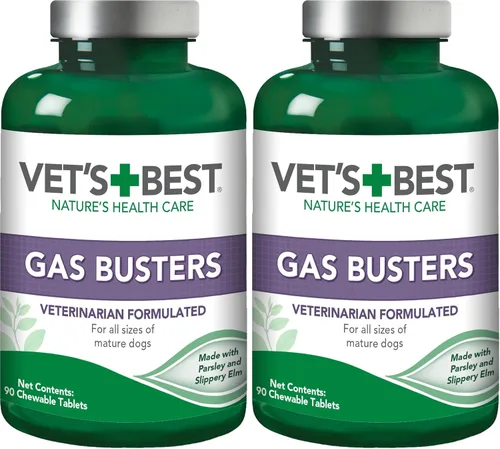 Vista 9 de Vet's Best Gas Busters - Suplementos para perros, gases, hinchazón, alivio del estreñimiento y ayuda a la digestión para perros, 90 tabletas