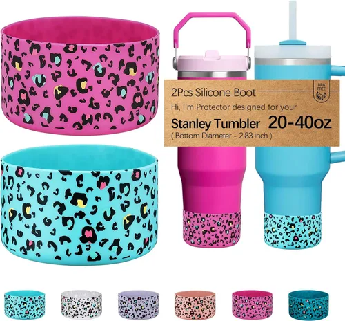 Vista 25 de WK IEASON 2 Piezas Protector de Base Tipo Bota para Vaso Stanley Quencher Adventure 40oz y Stanley IceFlow 20oz 30oz y Compatible con Botella de 3D