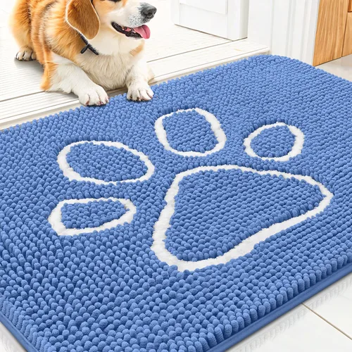 Vista 219 de Smiry Tapete para puerta de perro para patas fangosas, absorbente y Gris y negro