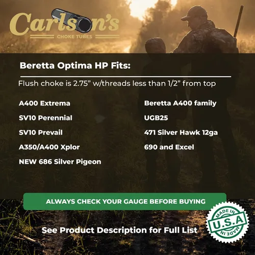 Vista 2 de Carlsons Tubos de estrangulamiento calibre 12 para Beretta Optima HP Acero azulado Tubo de estrangulamiento de aves acuáticas con puerto