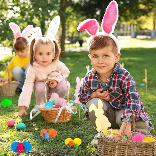 Vista 7 de 100 huevos de Pascua rellenos con juguetes novedosos, colores brillantes para cestas de Pascua, recuerdos de fiesta de Pascua y caza
