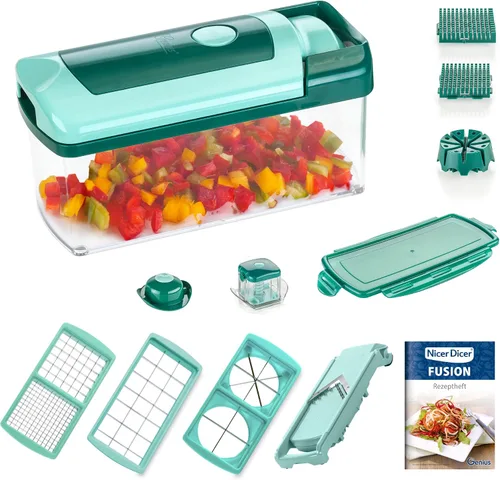 Vista 6 de Genius Cortador de verduras y frutas, plástico, rojo, 8.7 x 3.9 x 3.2 in