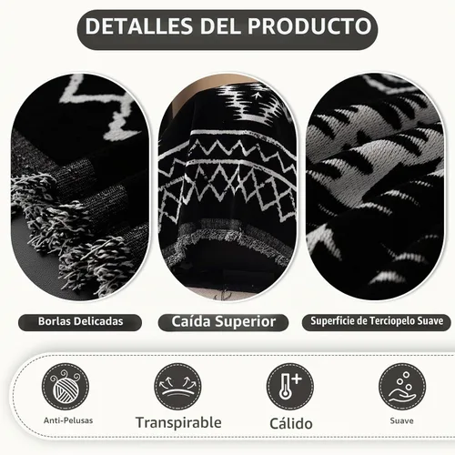 Vista 3 de VClife funda boho de sofá de felpilla para sofá seccional, funda antideslizante para sofá de 2 plazas, protector para mascotas con borlas, funda