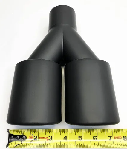 Vista 3 de Punta de escape 2.25 Entrada Dual 3.00 Oval X 2.50 High Outlets 9.75 Long Resonated Matte Black 304 Stainless WDOR30250975-225-MBK-SS Punta
