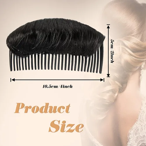 Vista 2 de WILLBOND 3 pinzas invisibles para el pelo falso, almohadilla aumentada, base de cabello de volumen esponjoso, herramienta de inserción