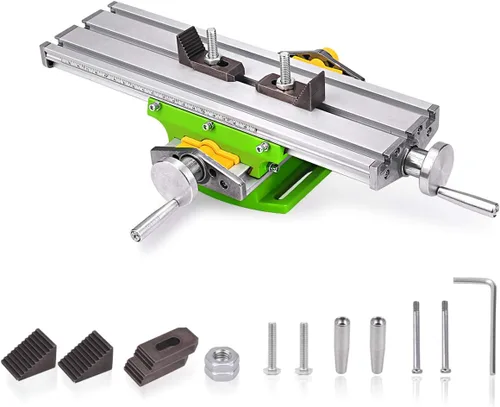 Vista 9 de MYSWEETY Mesa de trabajo multifunción, mesa de trabajo para fresado, mesa de trabajo cruzada, máquina de maquinado, mesa deslizante para perforación