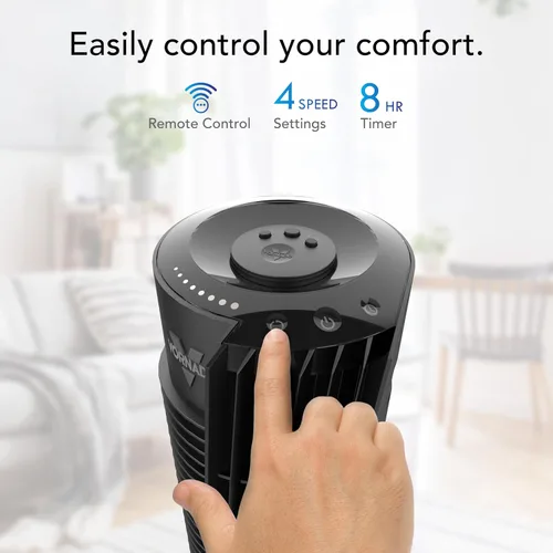 Vista 5 de Vornado Ventilador de torre oscilante OSC54 con control remoto, 32 pulgadas, silencioso y potente, oscila 70º, temporizador de 1-8 horas, 4