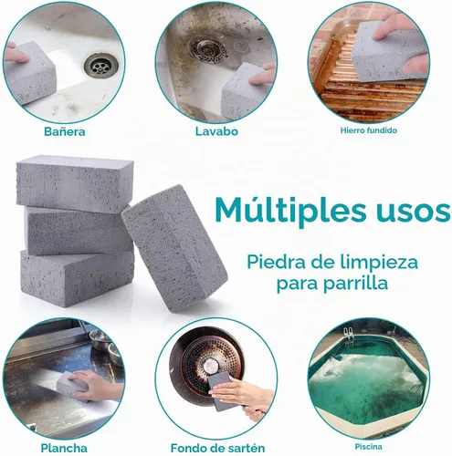 Vista 6 de HaSteeL Ladrillo de limpieza de parrilla, piedra pómez de plancha para eliminar manchas, kit de 4, accesorios de limpieza de bloques de parrilla