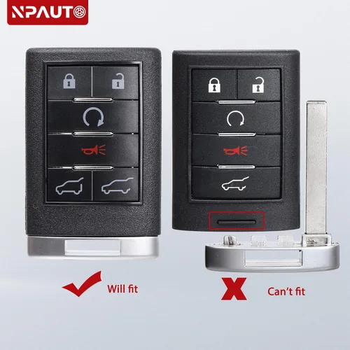 Vista 6 de NPAUTO Llavero compatible con Caddilac Escalade ESV EXT 2007 2008 2009 2010 2012 2013 2014 - Repuesto de repuesto para llave de automóvil sin llave