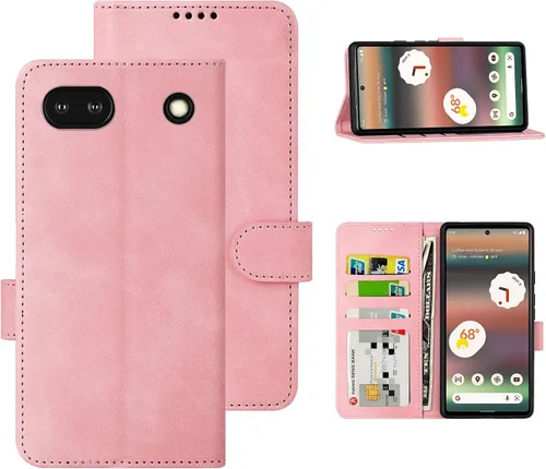 Vista 22 de Funda tipo cartera con tapa para Google Pixel 6a, [piel sintética + parachoques de TPU] [3 ranuras para tarjetas] [función de soporte]