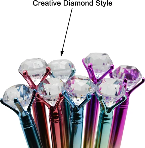 Vista 3 de Maydahui 12 bolígrafos de metal con diamantes grandes retráctiles, brillantes, para bodas, despedidas de soltera, fiestas