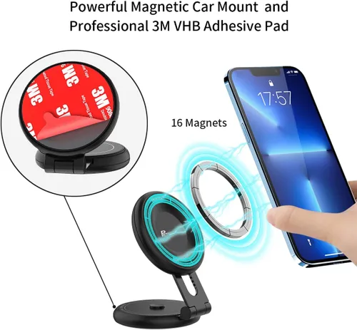 Vista 4 de Soporte magnético para teléfono de coche para Tesla Model 3/Y/Mustang Mach-E compatible con MagSafe, soporte de teléfono de automóvil plegable