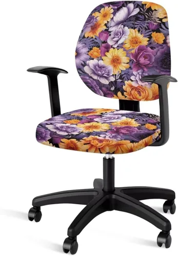 Vista 17 de Funda protectora elástica para silla de oficina con diseño de hongos artísticos, funda giratoria elástica para silla de escritorio, adecuada