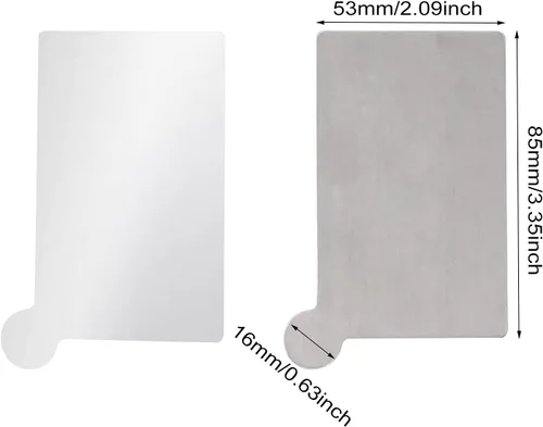 Vista 2 de Honbay Espejo de bolsillo compacto de acero inoxidable, 2 unidades, irrompible, pequeño, espejo rectangular de mano para maquillaje con soporte
