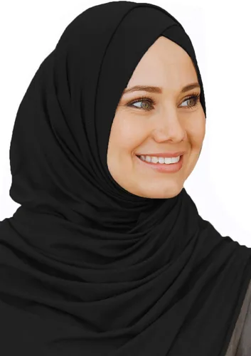 Vista 3 de Bufanda de algodón para la cabeza, hiyab negro instantáneo, accesorios musulmanes listos para usar para mujer, talla única