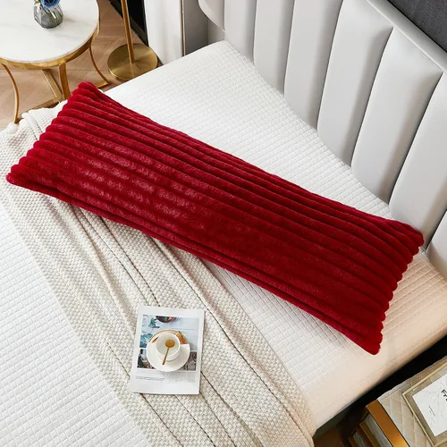 Vista 15 de Juego de 2 fundas de almohada para cama tamaño king, fundas de cojín rectangulares lumbares con diseño de rayas, forro de piel de conejo sintética