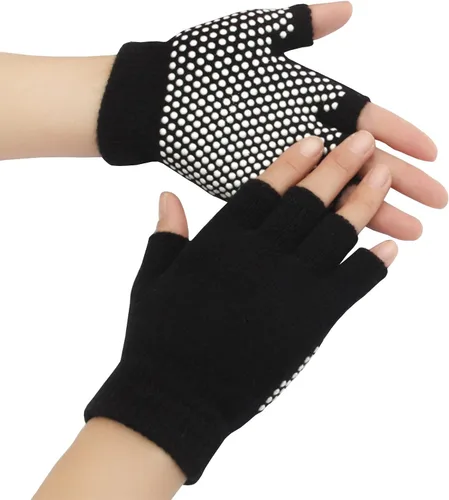 Vista 3 de Juego de guantes y calcetines de yoga con agarres, antideslizantes para mujer, yoga, baile, pilates, entrenamientos con dedos de los pies Y-G-YG6
