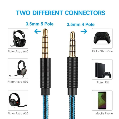 Vista 6 de ZEZEFUFU Cable estéreo de repuesto de 0.138 in para auriculares de audio para Astro A10 A40 A30 Gaming Headset