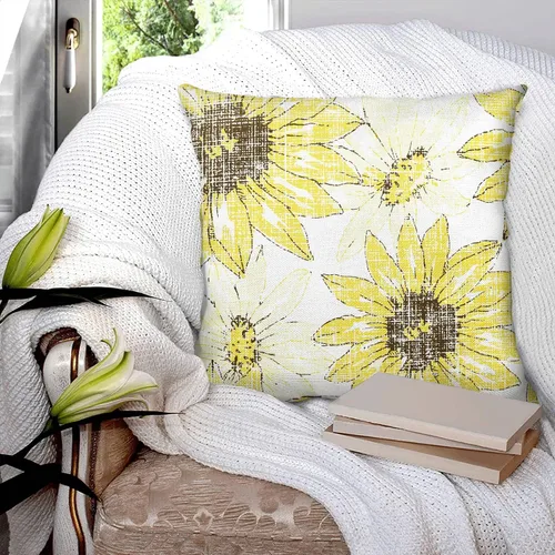 Vista 7 de Juego de 2 fundas de almohada de 18 x 18 pulgadas, elegantes almohadas decorativas de girasol, fundas de almohada de crisantemo para exteriores